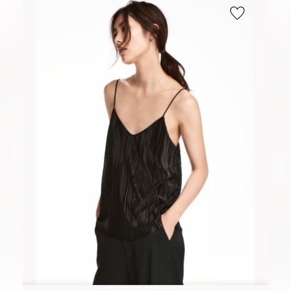 H&M Pleated strappy top black Sz S - Picture 1 of 7